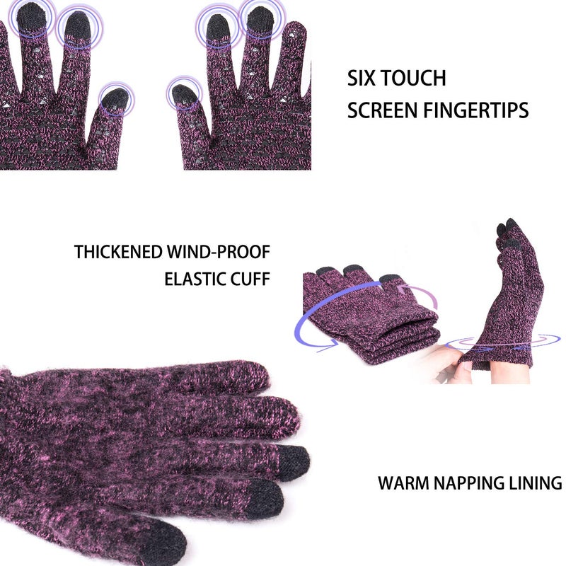 TRENDOUX Winter Gloves for Women, Knit Touch Screen Glove Texting Smartphone Driving - Anti-Slip - Elastic Cuff - Thermal Soft Upgraded Lining - Hands Warm in Cold Weather - Rose - M - Image 4
